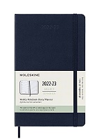 Kalendarz Moleskine 2022-2023 18-miesięczny rozmiar L (duży 13x21 cm) Tygodniowy Niebieski Ciemny/ Szafirowy Miękka oprawa (Moleskine Weekly Notebook Planner 2022/23 Large Soft Sapphire Blue Cover) - 8056598851182