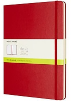 Notatnik Moleskine XL ekstra duży (19x25 cm) Czysty Czerwony Twarda oprawa (Moleskine Plain Notebook Extra Large Hard Scarlet Red) - 8055002855105