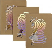 Moleskine Alicja w Krainie Czarów Zestaw 3 zeszytów Cahier XL bardzo duże (19x25 cm) w Linie Miękka oprawa (Moleskine Alice's Adventures in Wonderland Cahiers Extra Large Set of 3 Ruled Journals) - 8056711513782