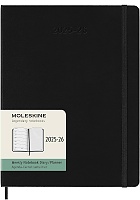 Kalendarz Moleskine 2025-2026 18-miesięczny rozmiar XL (duży 19x25 cm) Tygodniowy Czarny Twarda oprawa (Moleskine Weekly Notebook Diary/Planner 2025/26 Extra Large Hard Black Cover) - 8056999275488