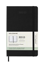Kalendarz Moleskine 2022-2023 18-miesięczny rozmiar L (duży 13x21 cm) Tygodniowy Czarny Twarda oprawa (Moleskine Weekly Notebook Diary/Planner 2022/23 Large Hard Black Cover) - 8056598851076