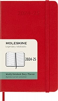 Kalendarz Moleskine 2024-2025 18-miesięczny rozmiar P (kieszonkowy 9x14 cm) Tygodniowy Czerwony/ Szkarłatny Twarda oprawa (Moleskine Weekly Horizontal Notebook Diary/Planner 2024/25 Pocket Hard Scarlet Red Cover) 8056999270636