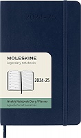 Kalendarz Moleskine 2024-2025 18-miesięczny rozmiar P (kieszonkowy 9x14 cm) Tygodniowy Niebieski/ Szafirowy Miękka oprawa (Moleskine Weekly Notebook Planner 2024/25 P Pocket Sapphire Blue Soft Cover) - 8056999270643
