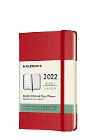 Kalendarz Moleskine 2022 12M rozmiar P (kieszonkowy 9x14 cm) Tygodniowy Czerwony/Szkarłatny Twarda oprawa (Moleskine Weekly Notebook Diary/Planner 2022 Pocket Scarlet Red Hard Cover) - 8056420855760