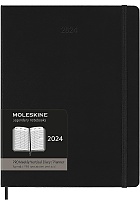 Kalendarz Moleskine 2024 12M PRO rozmiar XL (bardzo duży 19x25 cm) Wertykalny Tygodniowy Czarny Twarda oprawa (Moleskine Weekly Vertical 2024 PRO Planner Extra Large Black Hard Cover) - 8056598856606