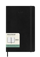 Kalendarz Moleskine 2025 12M rozmiar L (duży 13x21 cm) Horyzontalny Tygodniowy Czarny Miękka oprawa (Moleskine Weekly Horizontal Notebook Diary/Planner 2025 Large Black Soft Cover) - 8056999270469