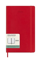 Kalendarz Moleskine 2025 12M rozmiar L (duży 13x21 cm) Tygodniowy Czerwony/ Szkarłatny Miękka oprawa (Moleskine Weekly Notebook Diary/Planner 2025 Large Scarlet Red Soft Cover) -  8056999270322