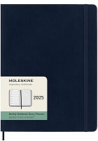 Kalendarz Moleskine 2025 12M rozmiar XL (bardzo duży 19x25 cm) Tygodniowy Niebieski Szafirowy Miękka oprawa (Moleskine Weekly Notebook Diary/Planner 2025 Extra Large Sapphire Blue Soft Cover) - 8056999270414