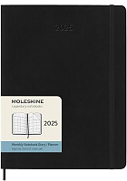 Kalendarz Moleskine 2025 12M rozmiar XL (bardzo duży 19x25 cm) Miesięczny Czarny Miękka oprawa (Moleskine Monthly Diary/Planner 2025 Extra Large Black Soft Cover) - 8056999270513