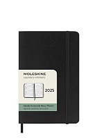 Kalendarz Moleskine 2025 12M rozmiar P (kieszonkowy 9x14 cm) Horyzontalny Tygodniowy Czarny Miękka oprawa (Moleskine Weekly Horizontal Diary/Planner 2025 Pocket Black Soft Cover) - 8056999270452