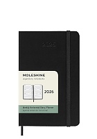 Kalendarz Moleskine 2026 12M rozmiar P (kieszonkowy 9x14 cm) Horyzontalny Tygodniowy Czarny Miękka oprawa (Moleskine Weekly Horizontal Diary/Planner 2026 Pocket Black Soft Cover) - 8056999275280