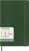 Kalendarz Moleskine 2027 12M rozmiar L (duży 13x21 cm) Tygodniowy Zielony Mirt Miękka oprawa (Moleskine Weekly Notebook Diary/Planner 2027 Large Myrtle Green Soft Cover) - 8056999279950