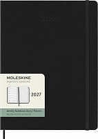 Kalendarz Moleskine 2027 12M rozmiar XL (bardzo duży 19x25 cm) Tygodniowy Czarny Twarda oprawa (Moleskine Weekly Notebook Diary/Planner 2027 Extra Large Black Hard Cover) - 8056999279653
