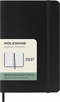 Kalendarz Moleskine 2027 12M rozmiar P (kieszonkowy 9x14 cm) Horyzontalny Tygodniowy Czarny Miękka oprawa (Moleskine Weekly Horizontal Diary/Planner 2027 Pocket Black Soft Cover) - 8056999279684