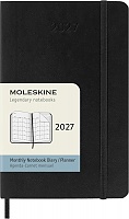 Kalendarz Moleskine 2027 12M rozmiar P (kieszonkowy 9x14 cm) Miesięczny Czarny Miękka oprawa (Moleskine Monthly Diary/Planner 2027 Pocket Black Soft Cover) - 8056999279738