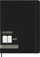 Kalendarz Moleskine 2027 12M PRO rozmiar XL (bardzo duży 19x25 cm) Wertykalny Tygodniowy Czarny Twarda oprawa (Moleskine Weekly Vertical 2027 PRO Planner Extra Large Black Hard Cover) - 8056999279486
