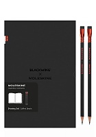 Moleskine x Blackwing Zestaw do rysowania 2 Ołówki Miękkie i 2 Zeszyty L duże (13x21 cm) Czyste Czarne (Moleskine x Blackwing Creative Set of 2 Cahier Plain Journals and 2 Soft Pencils) - 8056999277987