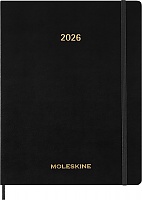Kalendarz Moleskine 2026 12M rozmiar XXL (bardzo duży 23,5x28,14cm) Wertykalny Tygodniowy Czarny Miękka oprawa (Moleskine Weekly Vertical Diary/Planner 2026 XXL Black Soft Cover) - 8056999276515