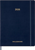Kalendarz Moleskine 2026 12M rozmiar XXL (bardzo duży 23,5x28,14cm) Wertykalny Tygodniowy Niebieski/Szafirowy Miękka oprawa (Moleskine Weekly Vertical Diary/Planner 2026 XXL Sapphire Blue Soft Cover) - 8056999276522