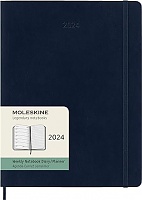 Kalendarz Moleskine 2024 12M rozmiar XL (bardzo duży 19x25 cm) Tygodniowy Niebieski Szafirowy Miękka oprawa (Moleskine Weekly Notebook Diary/Planner 2024 Extra Large Sapphire Blue Soft Cover) - 8056598856767