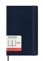 Kalendarz Moleskine 2024 12M rozmiar L (duży 13x21 cm) Dzienny Niebieski/Szafirowy Miękka oprawa (Moleskine Daily Notebook Diary/Planner 2024 Large Sapphire Blue Soft Cover) - 8056598856507