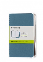 Zestaw 3 zeszytów Moleskine Cahier P kieszonkowe (9x14 cm) Czyste Niebieskie Miękka oprawa (Moleskine Cahiers Set of 3 Plain Journals Brisk Blue Soft Cover) - 8058647629612