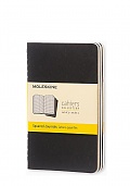 Zestaw 3 zeszytów Moleskine Cahier P kieszonkowe (9x14 cm) w Kratkę Czarne Miękka oprawa (Moleskine Cahiers Set of 3 Squared Journals Black Soft Cover) - 9788883704901