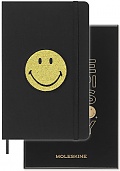 Notatnik Moleskine Smiley® duży (13x21 cm) w Linie Czarny Twarda oprawa z Tkaniny wersja w Pudełku (Moleskine The Smiley® Collection BOX Ruled Large Notebook Hard Cover) - 8056598855098