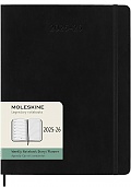 Kalendarz Moleskine 2025-2026 18-miesięczny rozmiar XL (bardzo duży 19x25 cm) Tygodniowy Czarny Miękka oprawa (Moleskine Weekly Notebook Diary/Planner 2025/26 Extra Large Soft Black Cover) - 8056999275495