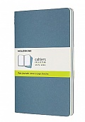 Zestaw 3 zeszytów Moleskine Cahier L duże (13x21 cm) Czyste Niebieskie Brisk Miękka oprawa (Moleskine Cahiers Large Brisk Blue Set of 3 Plain Journals) - 8058647629629