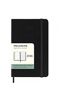 Kalendarz Moleskine 2026 12M rozmiar P (kieszonkowy 9x14 cm) Tygodniowy Czarny Twarda oprawa (Moleskine Weekly Notebook Diary/Planner 2026 Pocket Black Hard Cover) - 8056999274757
