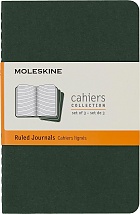 Zestaw 3 zeszytów Moleskine Cahier P kieszonkowe (9x14 cm) w Linie Zielony Mirt Miękka oprawa (Moleskine Cahiers Set of 3 Squared Journals Myrtle Green Soft Cover) - 8055002855211