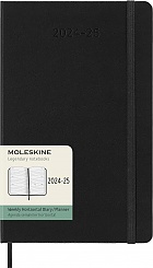 Kalendarz Moleskine 2024-2025 18-miesięczny rozmiar L (duży 13x21 cm) Horyzontalny Tygodniowy Czarny Twarda oprawa (Moleskine Weekly Horizontal Notebook Diary/Planner 2024/25 Large Black Hard Cover) - 8056999270698