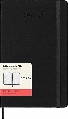 Kalendarz Moleskine 2025-2026 18-miesięczny rozmiar L (duży 13x21 cm) Dzienny Czarny Twarda oprawa (Moleskine Daily Notebook Diary/Planner 2025/26 Large Black Hard Cover) - 8056999275365