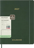 Kalendarz Moleskine 2027 12M rozmiar XXL (bardzo duży 23,5x28,14cm) Wertykalny Tygodniowy Zielony Mirt Miękka oprawa (Moleskine Weekly Vertical Diary/Planner 2027 XXL Myrtle Green Soft Cover) - 8056999278854