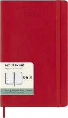 Kalendarz Moleskine 2026-2027 18-miesięczny rozmiar L (duży 13x21 cm) Tygodniowy Czerwony/ Szkarłatny Miękka oprawa (Moleskine Weekly Notebook Planner 26/27 Large Soft Scarlet Red Cover) - 8056999279837