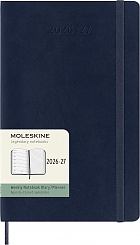 Kalendarz Moleskine 2026-2027 18-miesięczny rozmiar L (duży 13x21 cm) Tygodniowy Niebieski Ciemny/ Szafirowy Miękka oprawa (Moleskine Weekly Notebook Planner 2026/27 Large Soft Sapphire Blue Cover) - 8056999279813