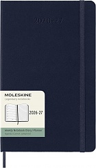Kalendarz Moleskine 2026-2027 18-miesięczny rozmiar L (duży 13x21 cm) Tygodniowy Niebieski Ciemny/ Szafirowy Twarda oprawa (Moleskine Weekly Notebook Planner 2026/27 Large Hard Sapphire Blue Cover) - 8056999279783