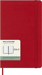Kalendarz Moleskine 2026-2027 18-miesięczny rozmiar L (duży 13x21 cm) Tygodniowy Czerwony/ Szkarłatny Twarda oprawa (Moleskine Weekly Notebook Planner 2026/27 Large Hard Scarlet Red Cover) - 8056999279806