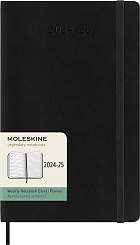 Kalendarz Moleskine 2024-2025 18-miesięczny rozmiar L (duży 13x21 cm) Tygodniowy Czarny Miękka oprawa (Moleskine Weekly Notebook Diary/Planner 2024/25 Large Soft Black Cover) - 8056999270599