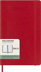 Kalendarz Moleskine 2024-2025 18-miesięczny rozmiar L (duży 13x21 cm) Tygodniowy Czerwony/ Szkarłatny Miękka oprawa (Moleskine Weekly Notebook Planner 24/25 Large Soft Scarlet Red Cover) - 8056999270605