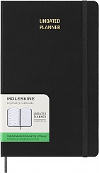 Kalendarz Moleskine Bez Dat 12M rozmiar L (duży 13x21 cm) Tygodniowy Czarny Twarda Oprawa (Moleskine Undated Weekly Planner, 12M, Large, Black, Hard Cover) - 8056598857122 / 8056999271497