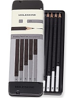 Ołówki Moleskine 5 sztuk różna twardość Czarne w Metalowym Pudełku (Moleskine Drawing Pencil Set Bk 5 Pieces Black) - 8058341710470