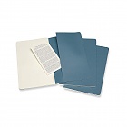 Zestaw 3 zeszytów Moleskine Cahier L duże (13x21 cm) Czyste Niebieskie Brisk Miękka oprawa (Moleskine Cahiers Large Brisk Blue Set of 3 Plain Journals) - 8058647629629