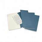 Zestaw 3 zeszytów Moleskine Cahier L duże (13x21 cm) w Linie Niebieskie Brisk Miękka oprawa (Moleskine Cahiers Large Brisk Blue Set of 3 Ruled Journals)