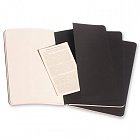 Zestaw 3 zeszytów Moleskine Cahier L duże (13x21 cm) Czyste Czarne Miękka oprawa (Moleskine Cahiers Set of 3 Plain Journals Black Soft Cover) - 9788883704970