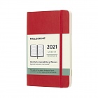 Kalendarz Moleskine 2021 12M rozmiar P (kieszonkowy 9x14 cm) Horyzontalny Tygodniowy Czerwony Miękka oprawa (Moleskine Weekly Horizontal Diary/Planner 2021 Pocket Scarlet Red Soft Cover)