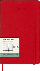 Kalendarz Moleskine 2025-2026 18-miesięczny rozmiar L (duży 13x21 cm) Tygodniowy Czerwony/ Szkarłatny Twarda oprawa (Moleskine Weekly Notebook Planner 2025/26 Large Hard Scarlet Red Cover) - 8056999275402
