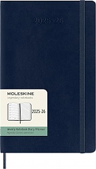 Kalendarz Moleskine 2025-2026 18-miesięczny rozmiar L (duży 13x21 cm) Tygodniowy Niebieski Ciemny/ Szafirowy Miękka oprawa (Moleskine Weekly Notebook Planner 2025/26 Large Soft Sapphire Blue Cover) - 8056999275419