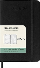 Kalendarz Moleskine 2025-2026 18-miesięczny rozmiar P (kieszonkowy 9x14 cm) Tygodniowy Czarny Miękka oprawa (Moleskine Weekly Notebook Planner 2025/26 P Pocket Black Soft Cover) - 8056999275471